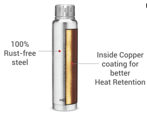 Milton Elfin 750 Thermosteel 24 Hours Hot and Cold Water Bottle, 750 ml, Silver | Leak Proof | Easy to Carry | Office Bottle | Hiking | Trekking | Travel Bottle | Gym | Home | Kitchen Bottle - Image 2